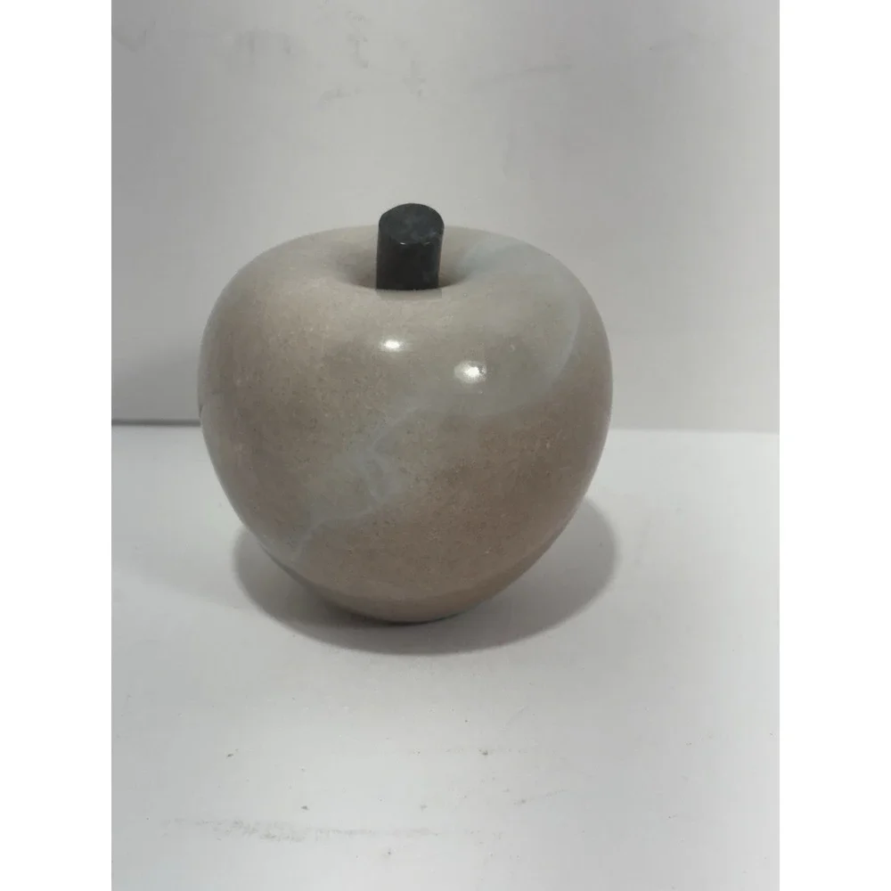 Hallmark Alabaster Marble Light Ivory White Pink APPLE Paperweight Vintage
